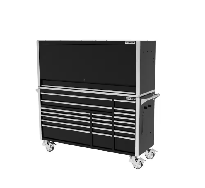 72 In. W X 24.5 In. D Professional Duty 20-Drawer Mobile Workbench Tool Storage Combo with Top Tool Chest Hutch in Black