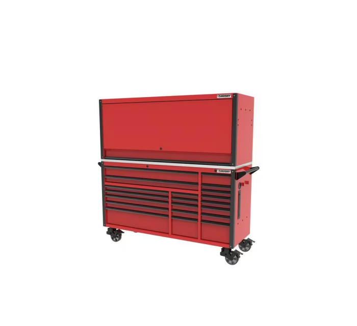 72 In. W X 24.6 In. D Professional Duty 20-Drawer Mobile Workbench Tool Storage Combo with Top Tool Chest Hutch in Red